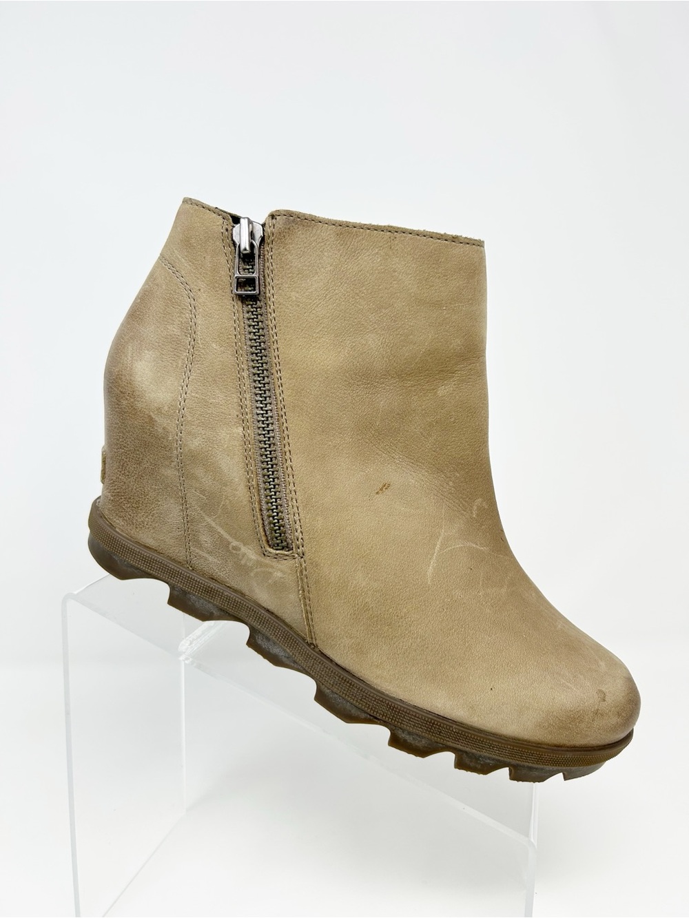 Sorel Joan of Arctic Wedge II Zip Ankle Bootie Tan Brown Waterproof Size 11